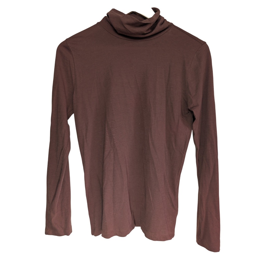 J Crew Factory Tissue Turtleneck‎ Womens XS Brown Long Sleeve 100% Cotton Top